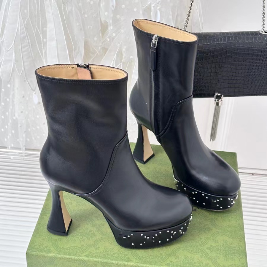 2025 Top Quality G Ankle Boots Platform Pumps Chunky Block Heels Women's Designer Janaya Leather Sole Fashion Ins Shoes Factory Footwear Size