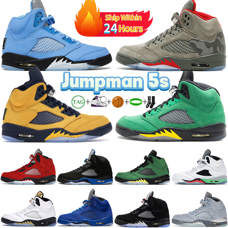 

Jumpman 5s basketball shoes for men 5 sports sneakers Raging Red Racer Blue UNC PE White Metallic Gold Oregon Michigan Anthracite What The outdoor mens trainers, #14- oil rey