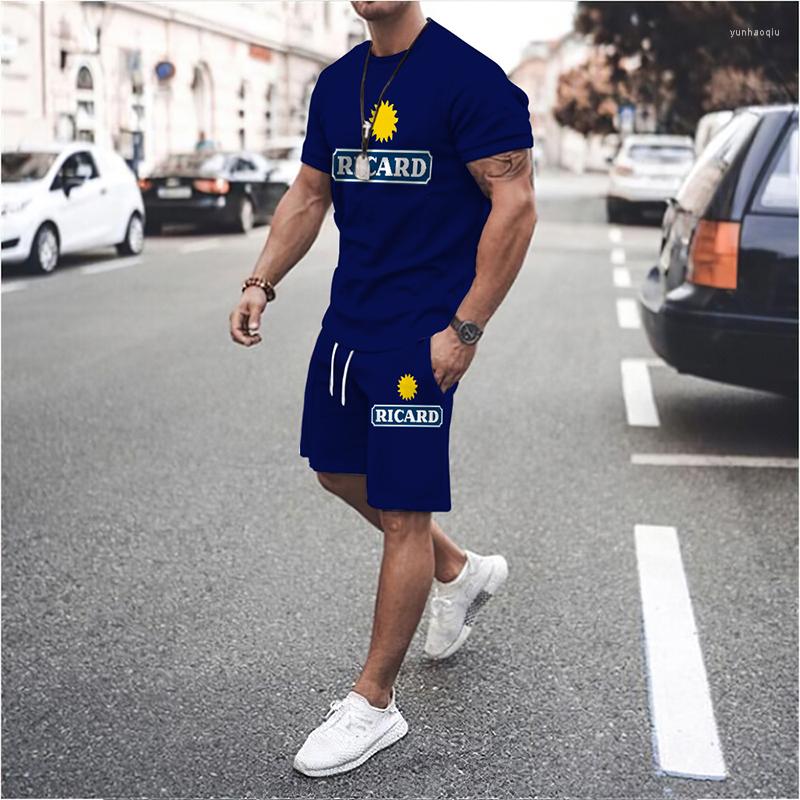 

Men's Tracksuits Man Suit Summer Fashion T-shirt Sets 3D Printed France Ricard Casual Oversized TShirt Shorts Two Piece Set Sports Clothing, Ytzf13c2307116