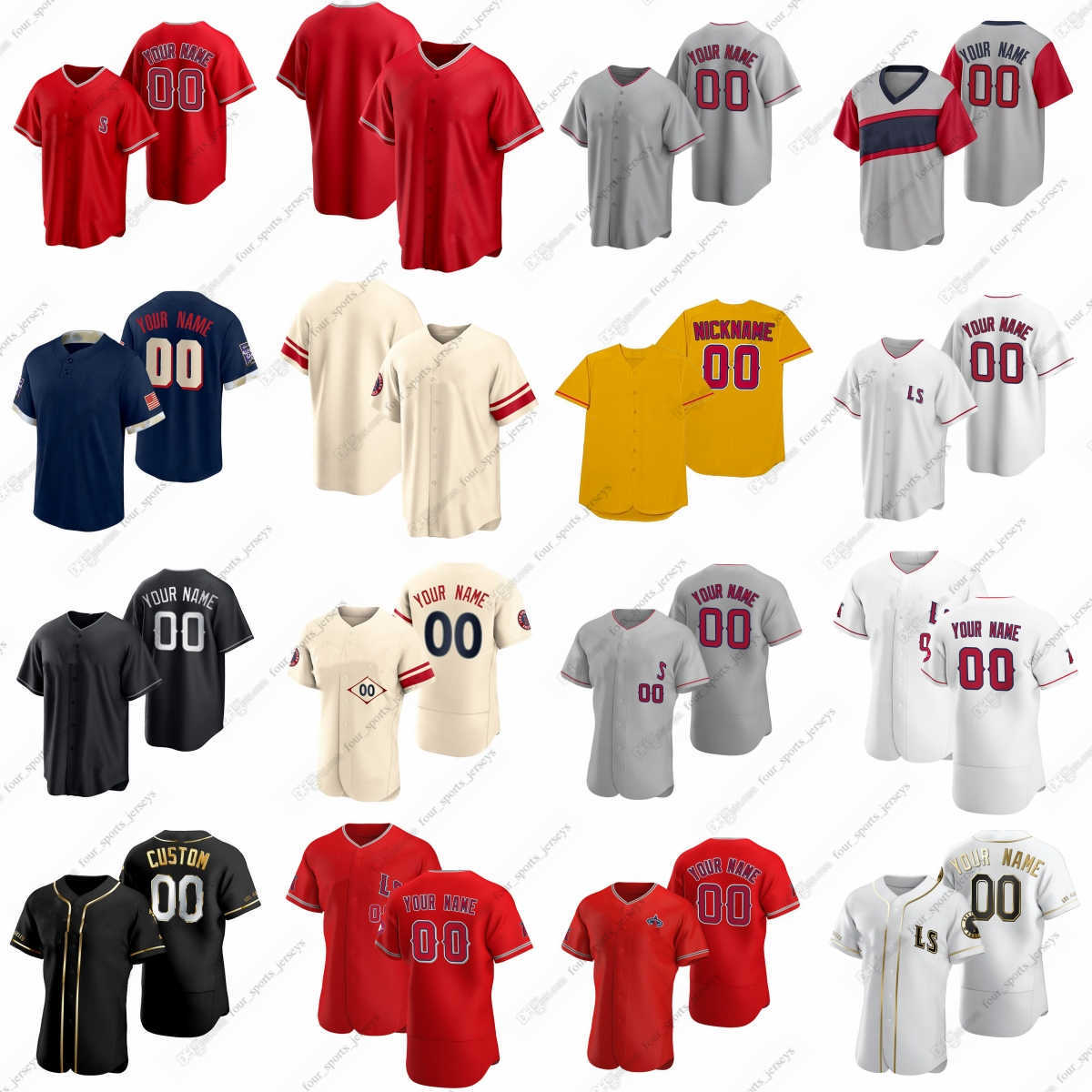 

2023 Custom Angels Shohei Ohtani Baseball Jerseys Davidson Detmers Aaron Loup Matt Moore Patrick Sandoval Andrew Wantz Austin Warren Matt Thaiss Chad Wallach, Men sizes--6xl