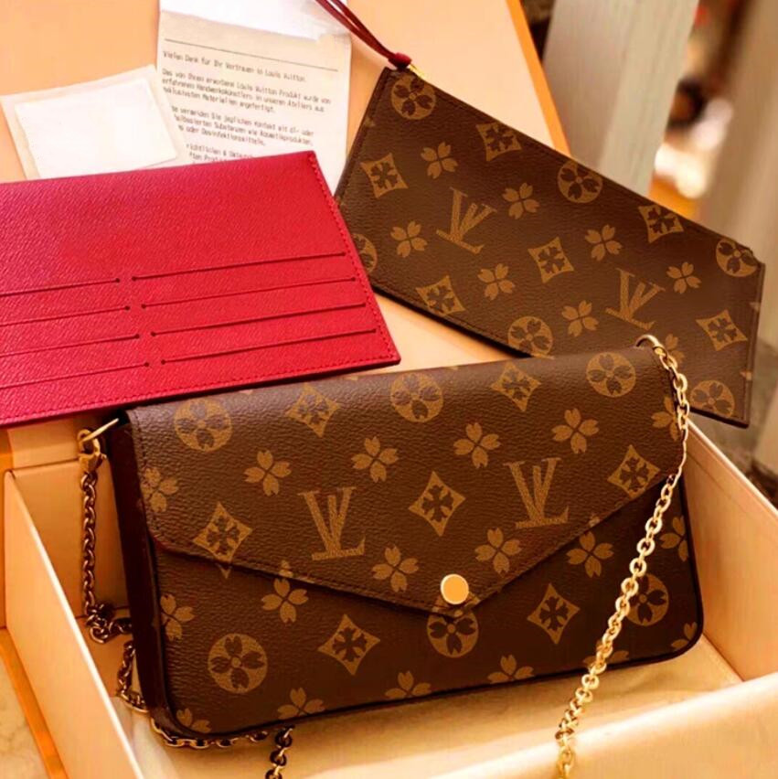 Wholesale high quality woman bag best prices handbag purse wallet three in one with pattersn flowers letters grid 