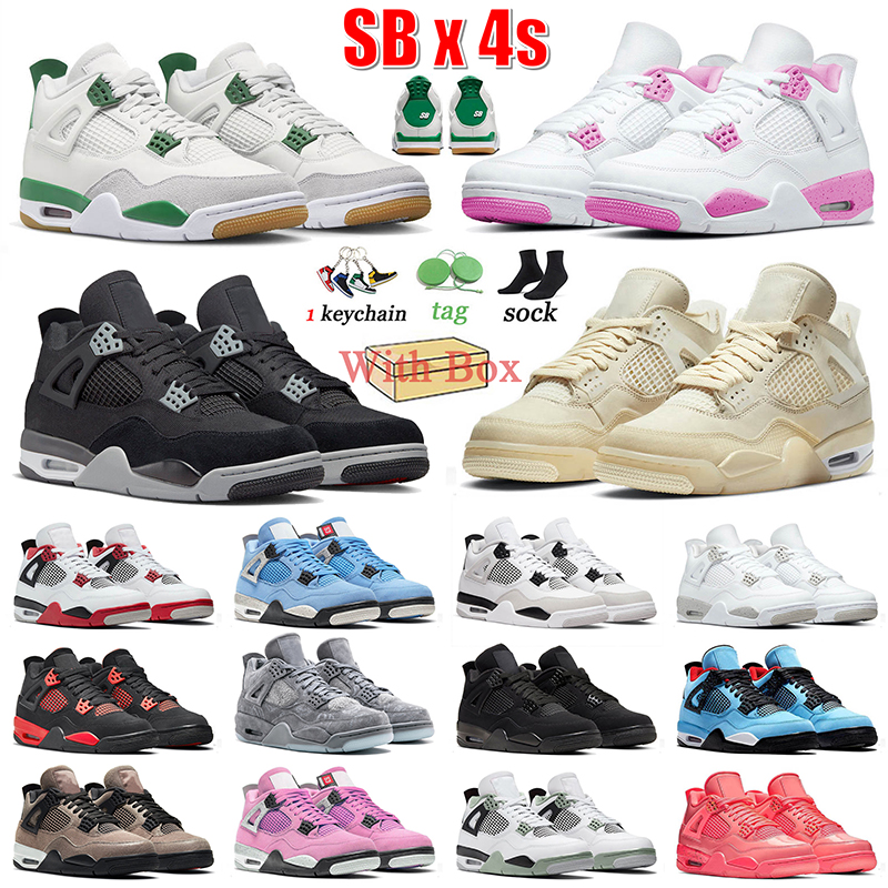 

SB x Pine Green 4 Basketball Shoes With Box Top Jumpman 4s Black Canvas Cat Sail Offs White Pink Travis Scotts Blue Jordans4 Retro Mens Women dhgate Trainers Sneakers, 25 36-40