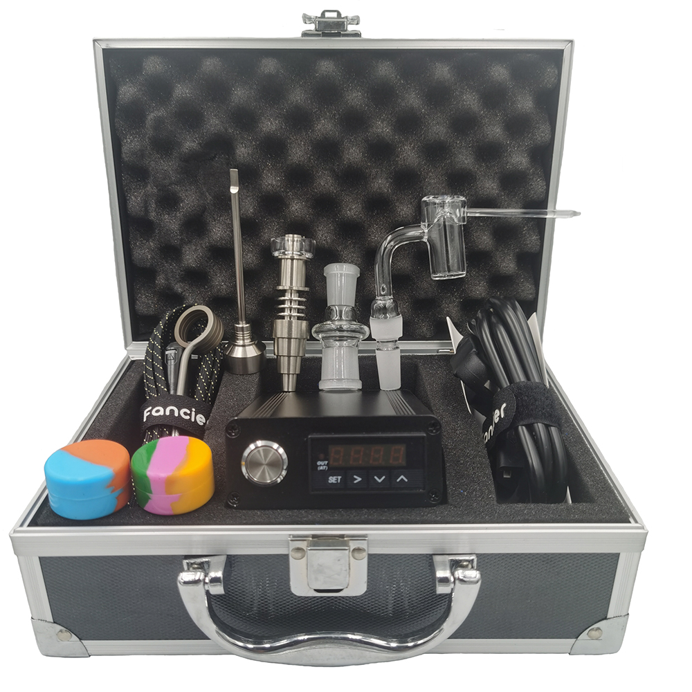 

Enail Electric Nail Dab Nail Box Kit Temperature Controller Hybrid Quartz Titanium Nails Complete Kit for Glass Bong Pipe Silicone Smoking Accessories
