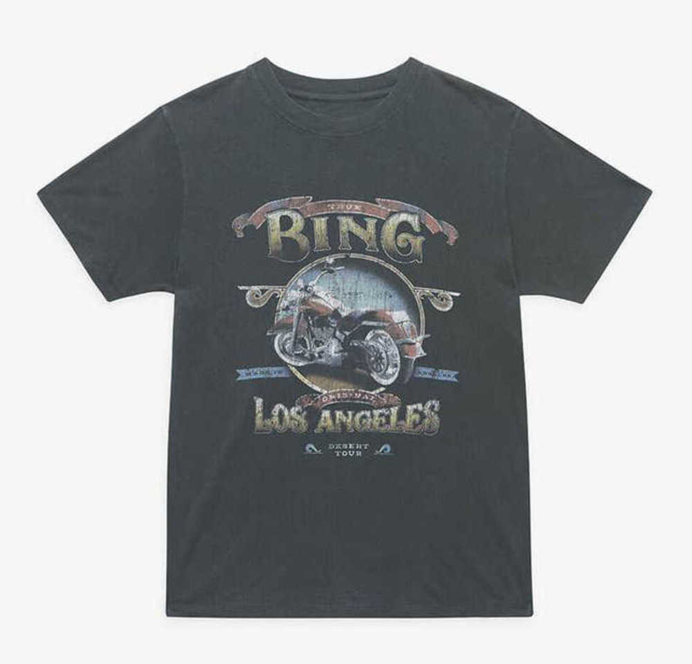 

Anine Bing Los Angeles Motorcycle Tee Vintage Washed Letter Printing Black Gray T-shirt Cotton Women Designer Tshirt, 01