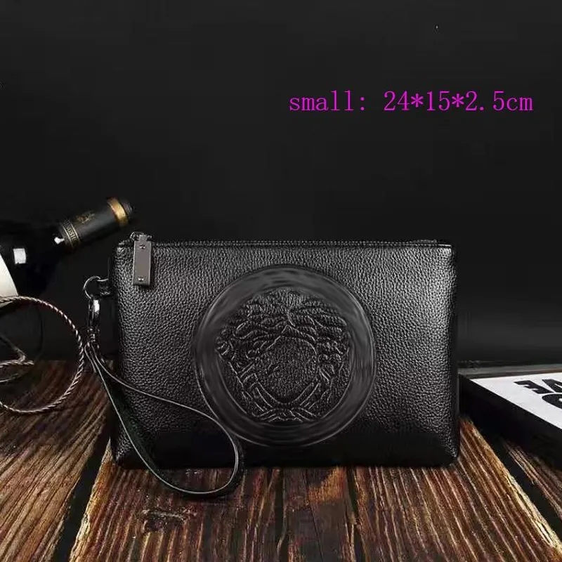 

Fashion Bags Holders Men's Business Handbag Fashion Embossed Soft Leather Wallet Bags medusa Casual Envelope Bag Totes, #1