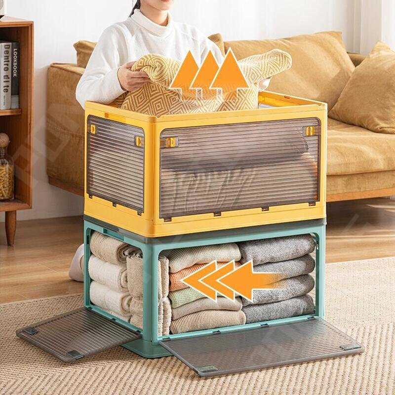 

Boxes Bins Shoe Stackable Box Clothes Quilts Storage Foldable Movable Closet Book Storaging Make Up Organizers W0428, Sky blue