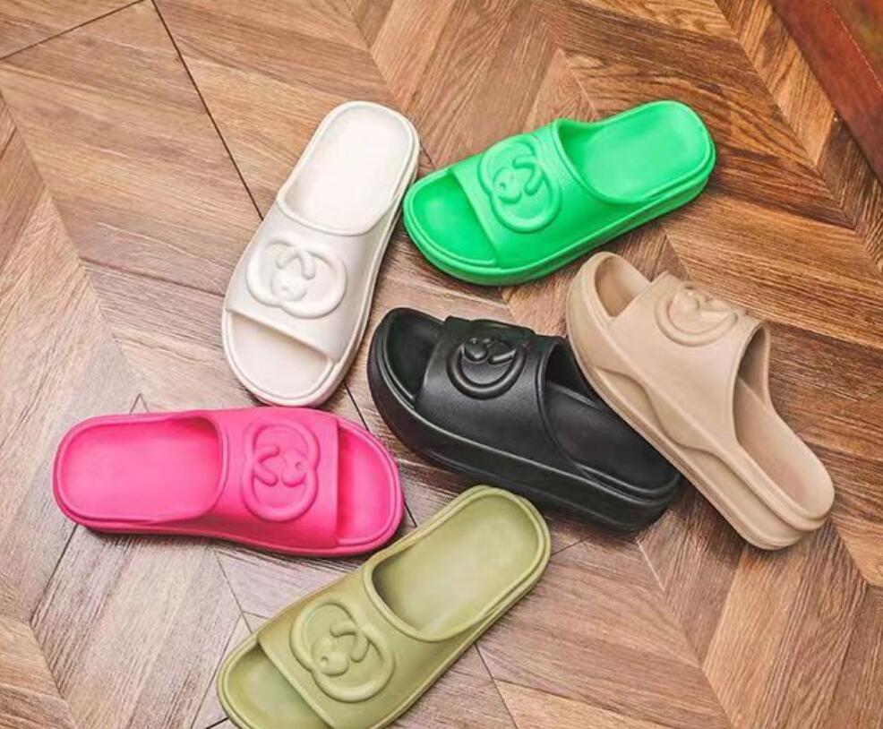 

Designer Slipper Bottom Platform soft comfortable rubber slide sandals women shoes black white pink G luxury flat flops Size 36-41