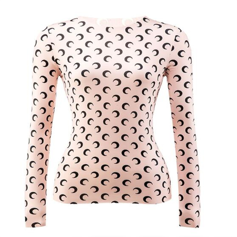 

Fashion Womens T shirts Designer Clothes Sexy Moon Print Top Printed Stylist Women Long Sleeve Graphic Tee Tunics Koszulka Damska Crescent, 14
