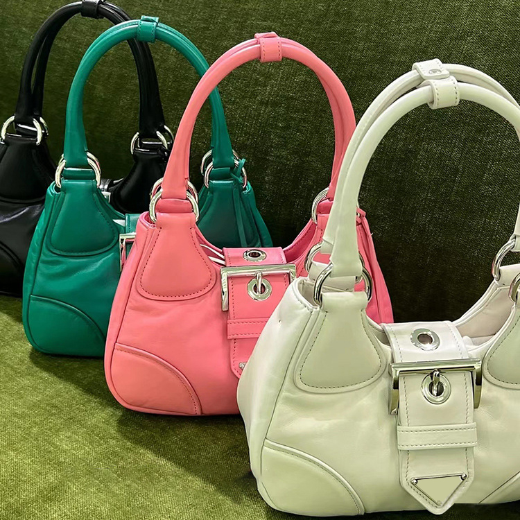 

Luxury half moon top handle clutch triangle bag Mens Genuine Leather purse crossbody Hobo shoulder Bags Womens white prad handbag nylon designer tote bag, Leather-yellow