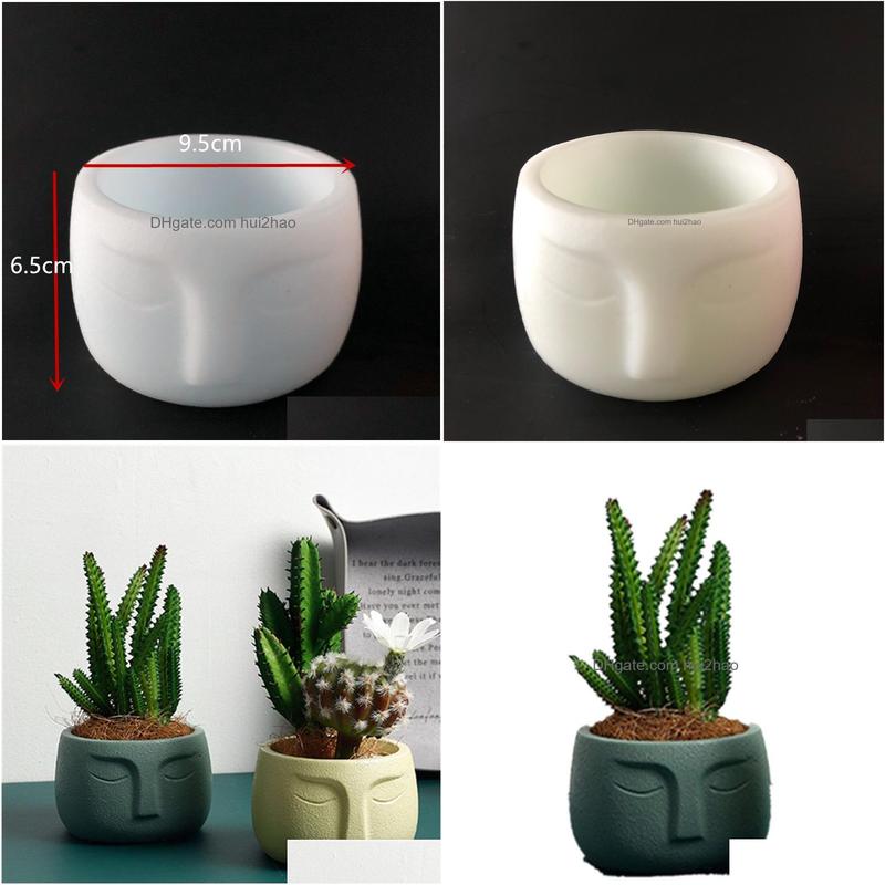 arts and crafts 3d face cement ashtray mould diy concrete planter making tools silicone flower pot mold resin craft candle holder maker