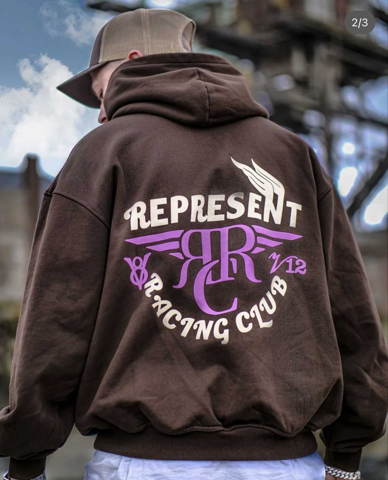 

Men' T-Shirts REPRESENT REP Designer fashion High street representative hidden exclusive three-dimensional letter foam printed hoodie sweater loose men, Brown