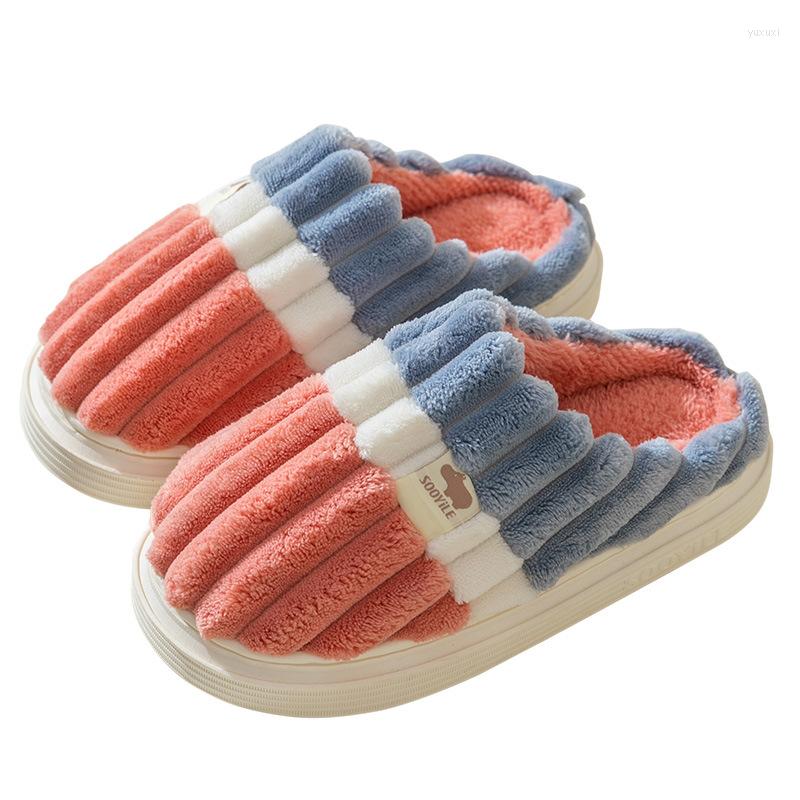 

Slippers Autumn And Winter Women's Warm Home Men's Indoor Outdoor Non-slip Thick-soled Furry Cotton Shoes, Purple