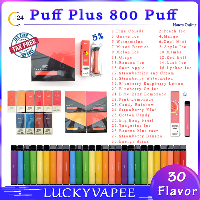 

Highest Quality Puff Plus 800 Puffs Disposable Vape Pen E Cigarette With 0% 2% 5% 550mAh Battery 3.2ml Prefilled Pod Small Bar Kit Portable Package