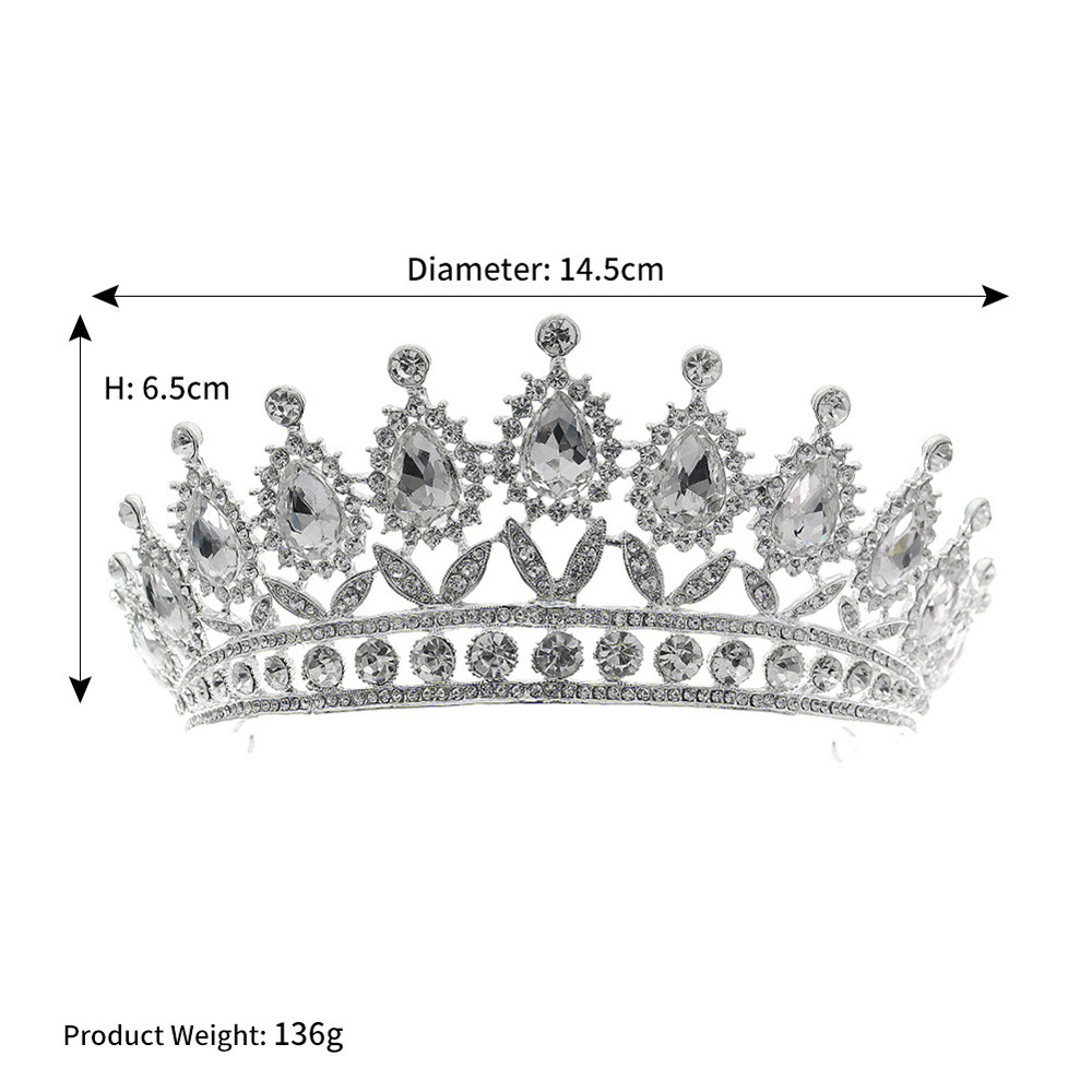

TS-0015 Multicolor Wedding Jewelry Light Luxury Water Diamond Retro Half Round Crown Blue Zircon Classic Wedding Dress Hair Accessories
