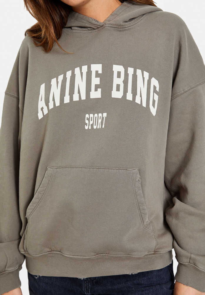 

23ss AB Bing Harvey Olive Letter Sweatshirts Loose Casual Pocket Hooded Sweater Fashion Hoodies, Dark