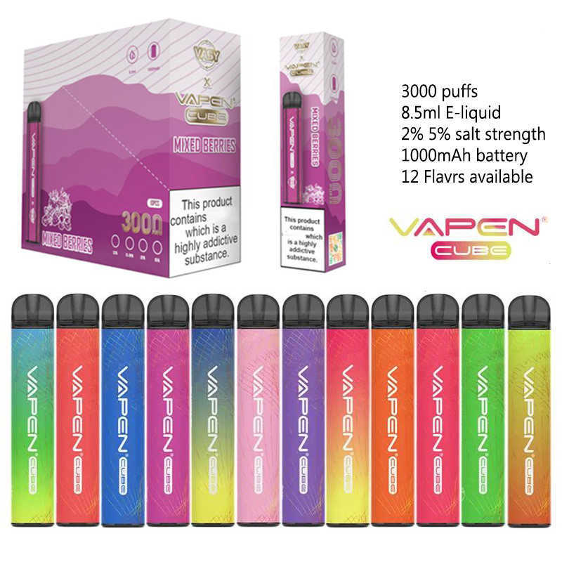 

Original Vapen Cube Disposable E Cigarette 3000 Puffs 2% 5% Nic Vape 1000mAh Battery 8.5ml Prefilled Pods Carts 12 Colors