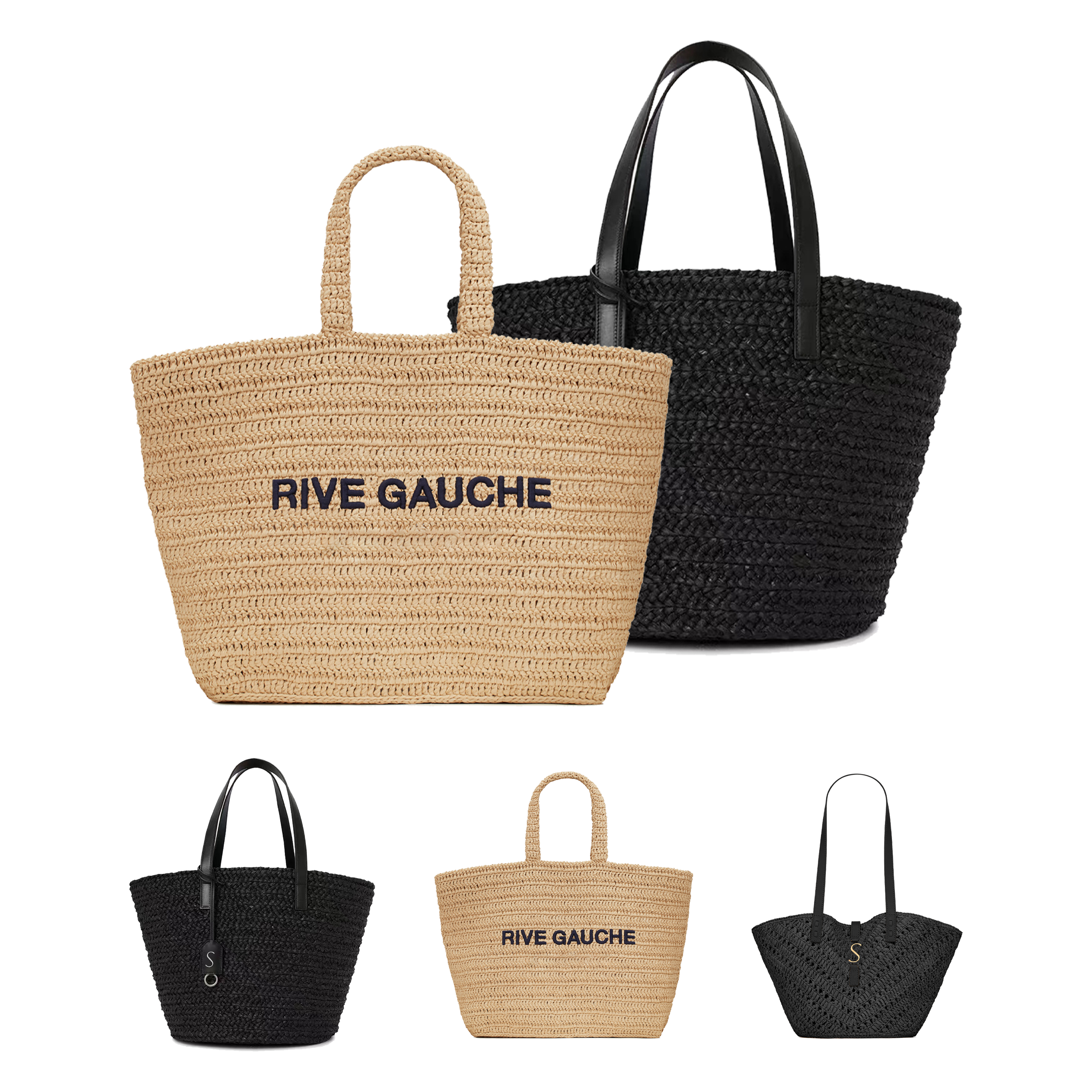 

Rive Gauche yslity shopping bags Womens Designers handbags clutch crossbody bag the tote Linen weave shopping beach lady travel big Shoulder Bags wallets pochette