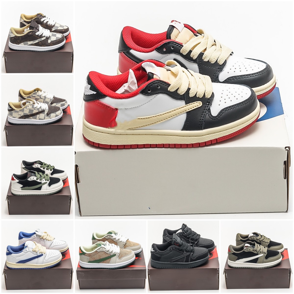 

2023 Air Jumpman running shoes boys girls toddlers Sneakers Children air jordon 1s Low OG Athletic Reverse LOGO designer trainers infants basketball shoes 24- 37, Color 10