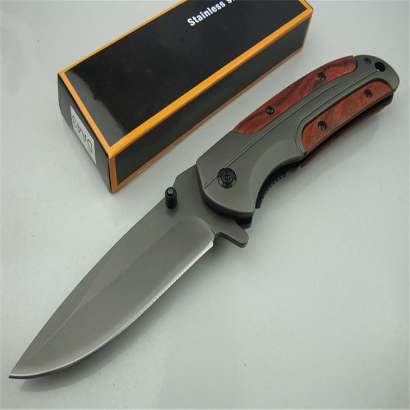 

Tools Browning DA43 Quick Opening Folding Knife Gray Titanium 440C All Steel+Acid Wood Handle Military Survival Hunt Camp Knife Pocket