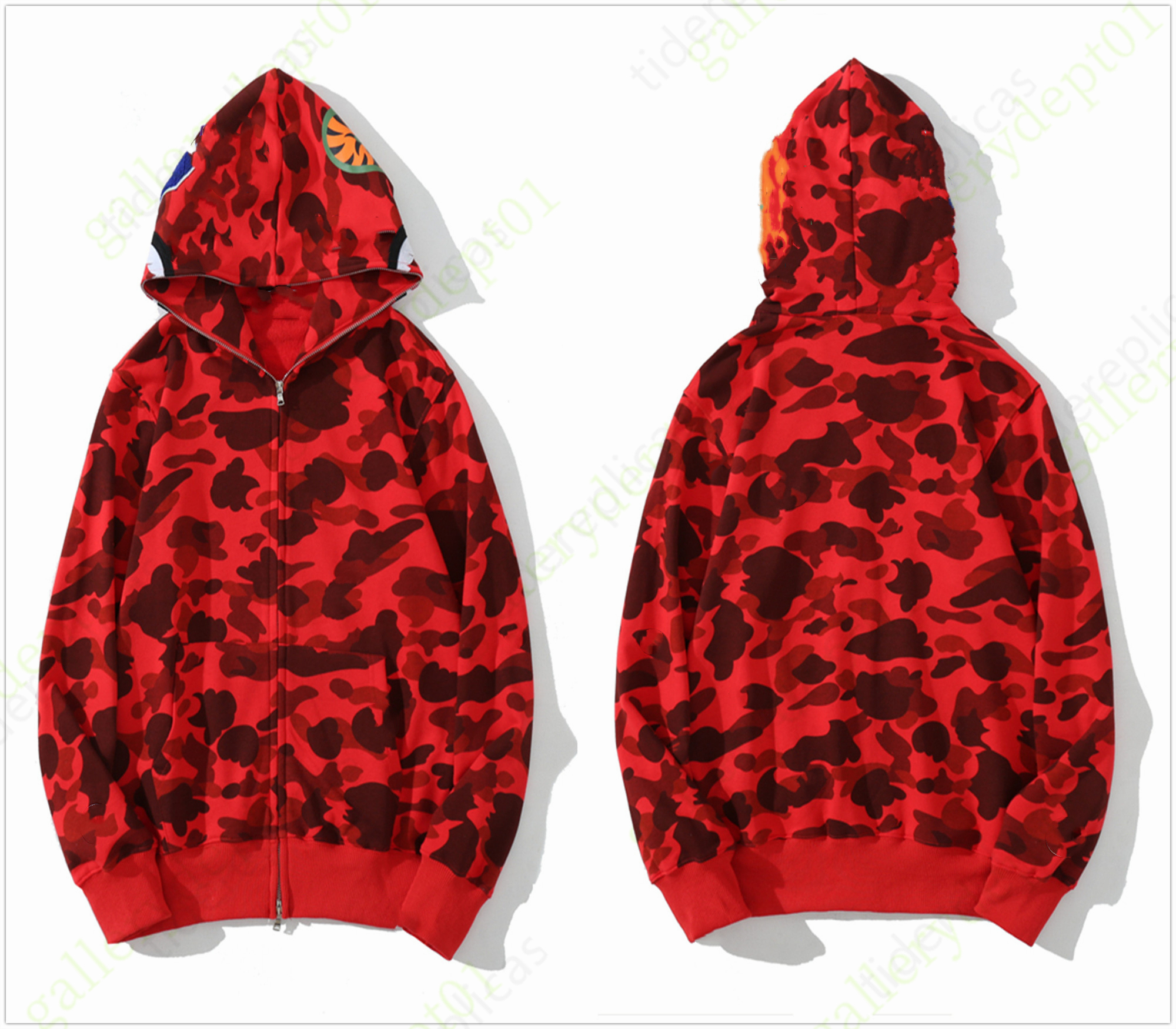 

hoodie designer Zip up hoodies men shark Reflective women sweatshirts sweaters hoody oversized Color Camo Wide full zip double cap embroidery hoodys 0ZXW, Style no.32