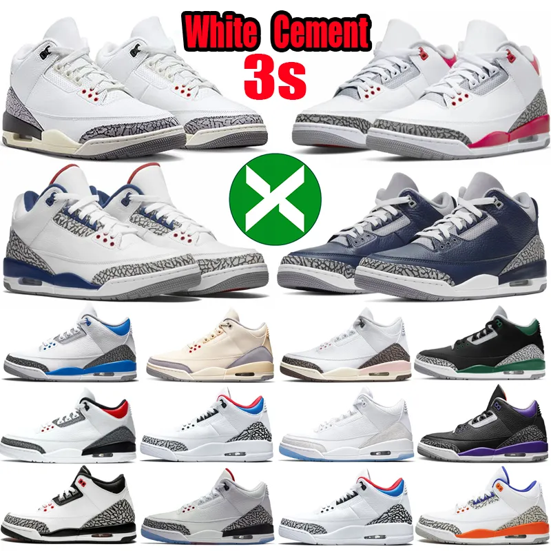 

2023 men basketball shoes jumpman 3 3s sneakers Fire Red White Cement Reimagined Cardinal Dark Pine Green UNC Rust Pink Cool Grey mens sports trainers, #2 fire red (2022) 36-47
