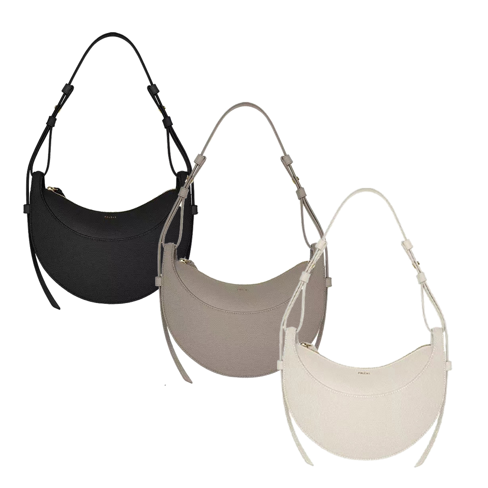 

Designer Polene Numero dix half moon bags Womens mens polenes cyme handbag Shoulder clutch cross body Evening Bags hobo totes Luxury cowhide Zip Closure Underarm Bag, Camel lychee pattern