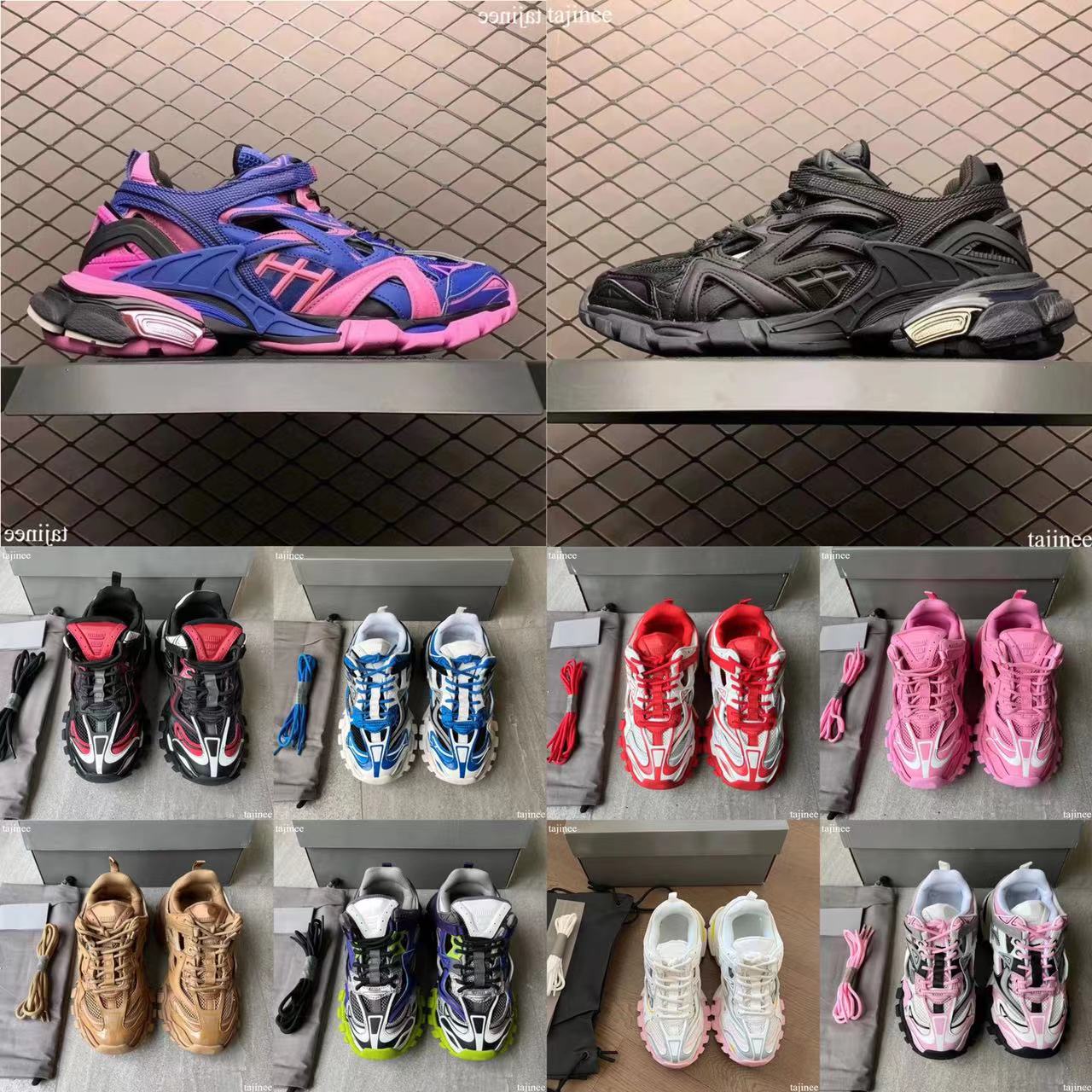 

Designer Track 2.0 Sneakers Men Women Casual Shoes Breathable Lace-up Shoe Mesh Nylon Embossed Leather Running Sport Sneaker size 35-46, Color7