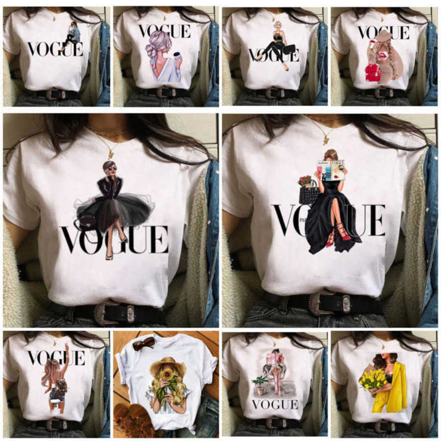 

Plus Size -3XL Designer Womens White T-shirt Letter Printed Short Sleeve Tops Loose Cause Clothes 26 Colours, Er3658-19