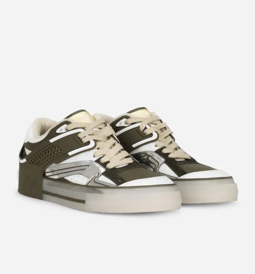 

Top Luxury Custom 2.Zero Sneakers Shoes Men Calfskin Mixed-material Suede & Nylon Perforated Gum Chunky Rubber Sole Skateboard Walking EU38-46 Original Box
