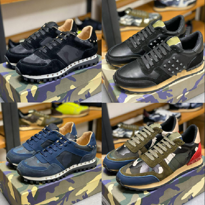 

Rivet Camouflage Casual Shoe Suede Stud Stylist shoes Womens Mens Designer Checkered Studded Flats Mesh Camo Fashion Trainers Box size 36-46, 14
