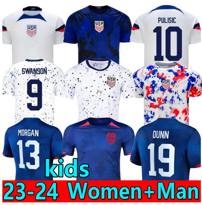 

2023 USWNT MORRIS 4 Stars Women Soccer Jerseys MORGAN DUNN USAS Training PULISIC ERTZ ALTIDORE 23  McKENNIE DEST YEDLIN ADAMS America Football United Men Kids Kit, 23-24 away women