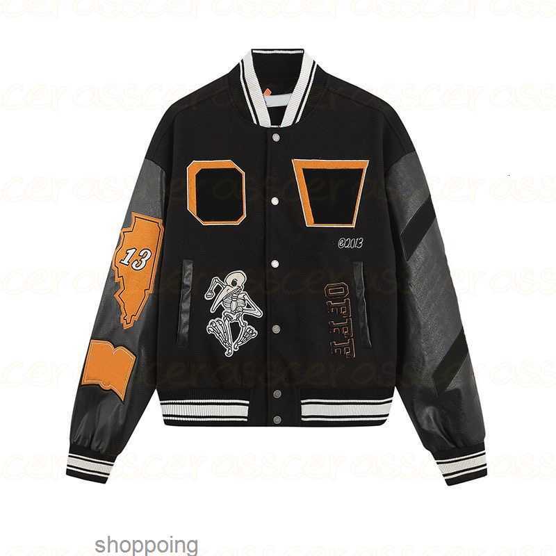 

Fashion Designer Skull Decal Baseball Jacket Wool Tweed Splicing Leather Sleeve Coats Embroidery Womens Hip Hop Style Winter Jackets8jl9, #01