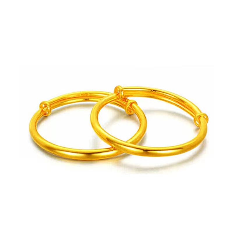 

Children's Bracelet Full Gold 9999 Full Silver Simple Plain Ring Children's Bracelet as a Full Moon Gift for Baby, Golden