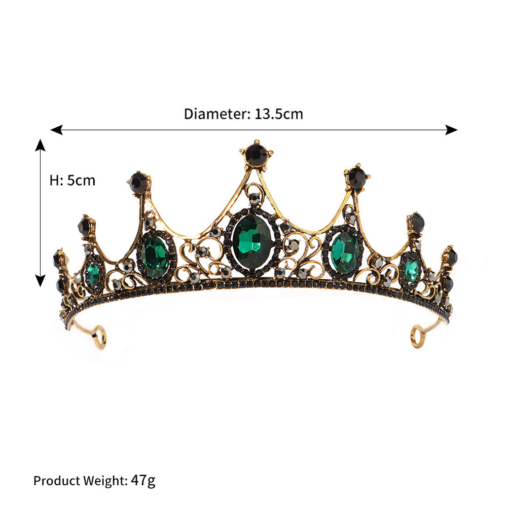 

TS-0004 New Bride Crown Vintage Baroque Crown New Alloy Green Diamond Small Crown Colorful Flower Crown Birthday Party Gift Headwear