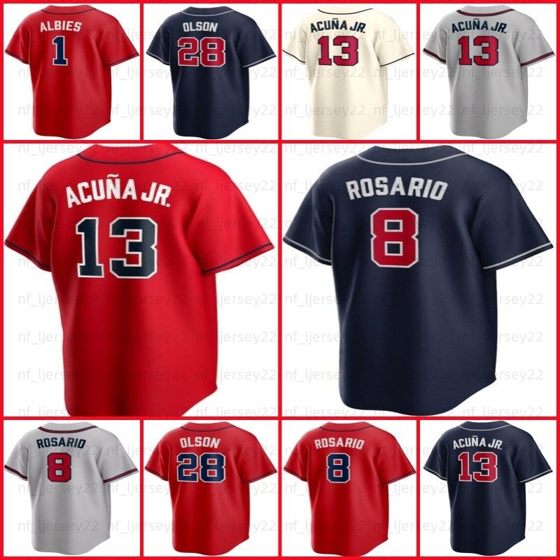 

CUSTOM Ronald Acuna Jr. Baseball Jersey Michael Harris II Matt Olson Austin Riley Hank Aaron Braves Ozzie Albies Dale Murphy Spencer Strider, Men jersey