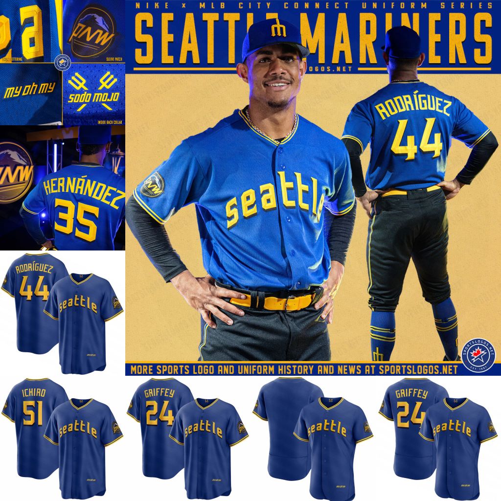 

Ken Griffey Jr. Mariners City Connect Baseball Jerseys Julio Rodriguez Robbie Ray Suzuki Ichiro Ty France Kolten Wong Crawford Edgar Martinez men women youth Jersey, Mens s-xxxl