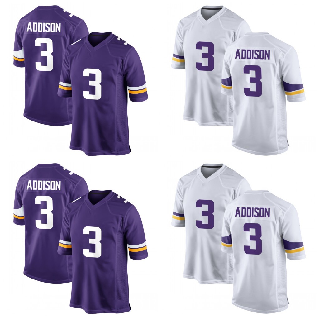 

#3 Addison Football Jerseys Purple White Men Women Youth, As