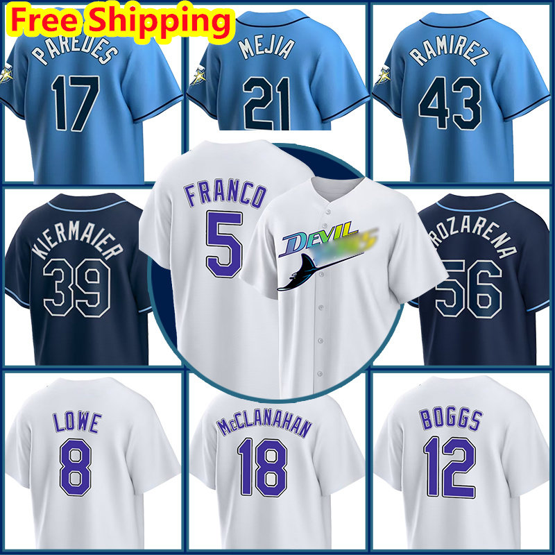 

56 Randy Arozarena Rays Baseball Jerseys Tampa Bay Shane McClanahan 12 Wade Boggs Wander Franco Kevin Kiermaier Pete Fairbanks Jason Adam Jose Siri Brandon Lowe, Men(guang mang)