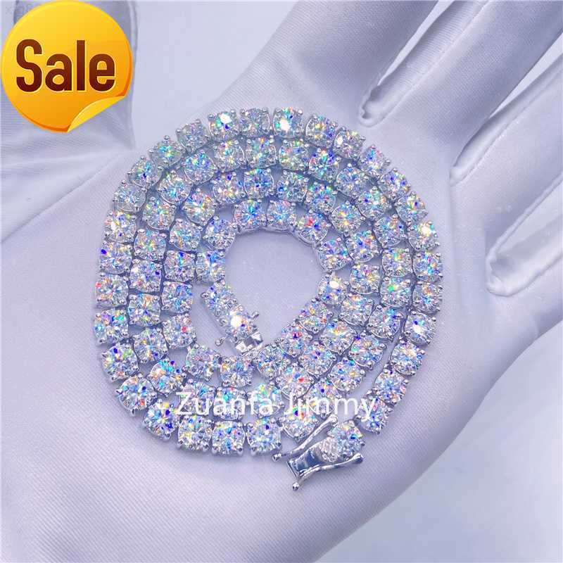 

High Quality Hip Hop Bling 925 Sterling Silver 5mm Flawless d Color Lab Diamond Moissanite Tennis Chain