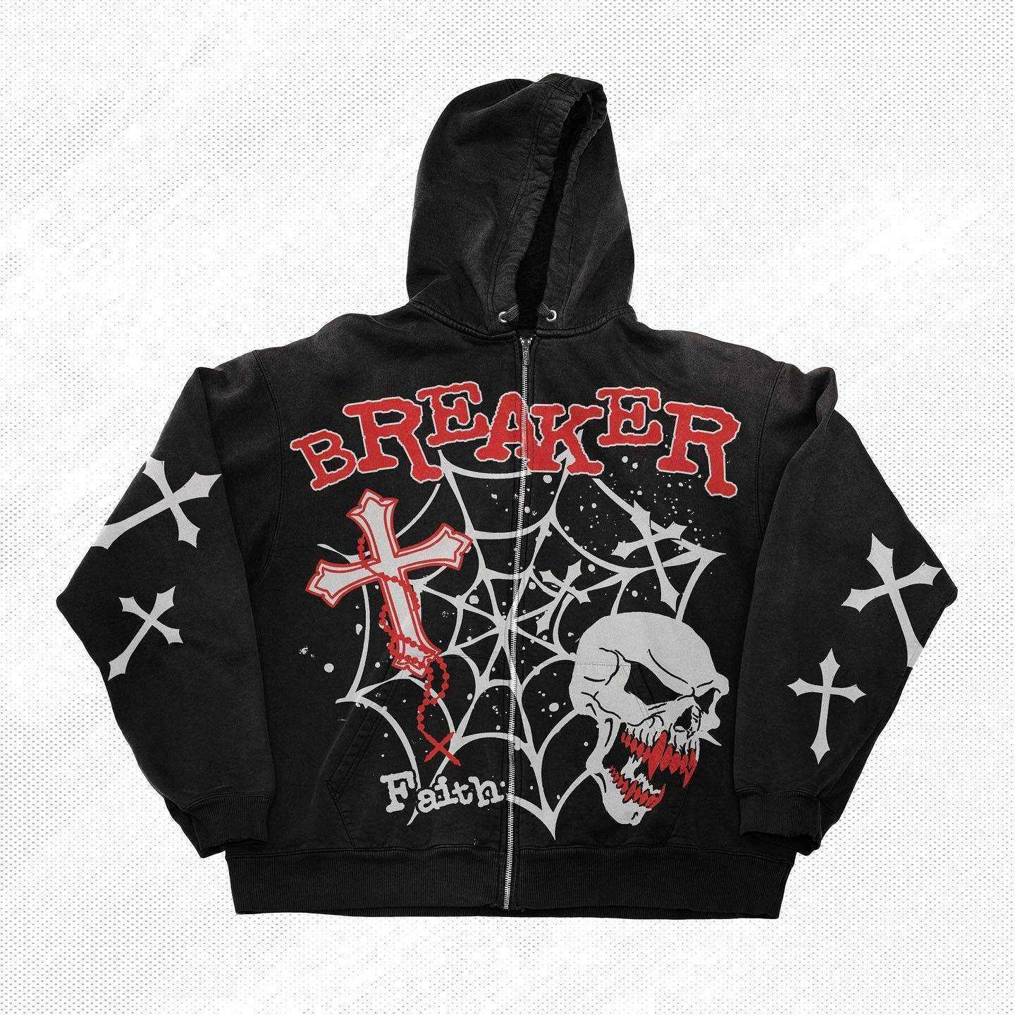 Men's American Y2K Goth sweatshirt New luxury 2023 Skull design overall destroys the loneliness of the hooded sweatshirt long sleeve hoodie-image-885396838