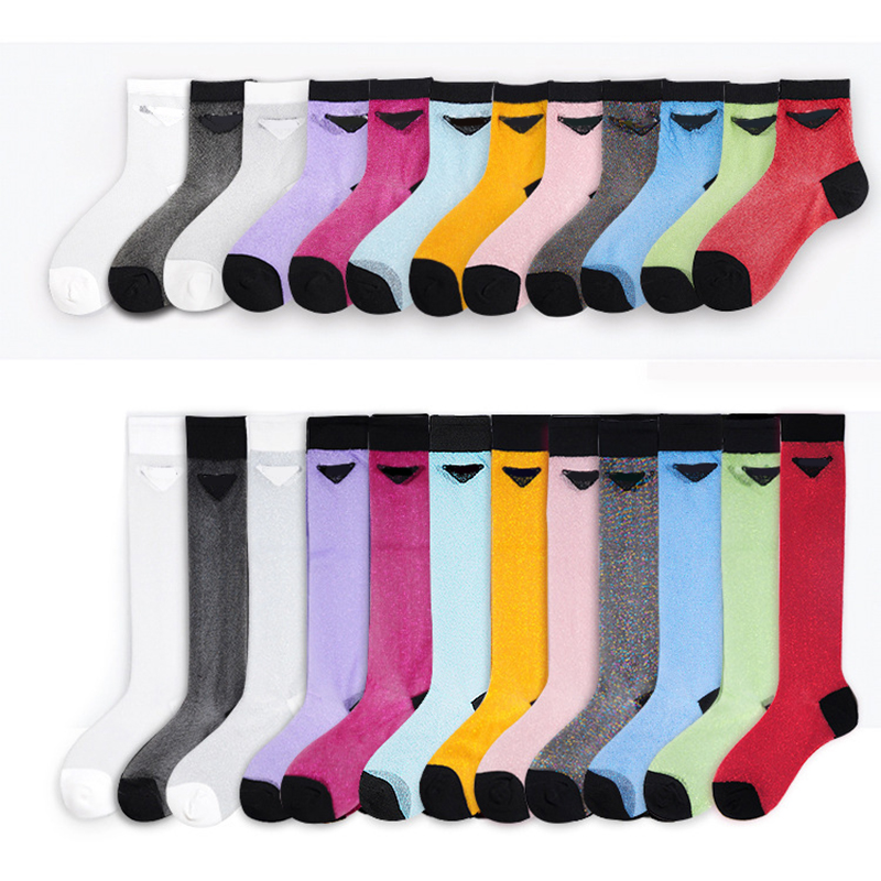 

Designer socks summer thin style stockings calf socks P letter transparent socks fashion women's socks