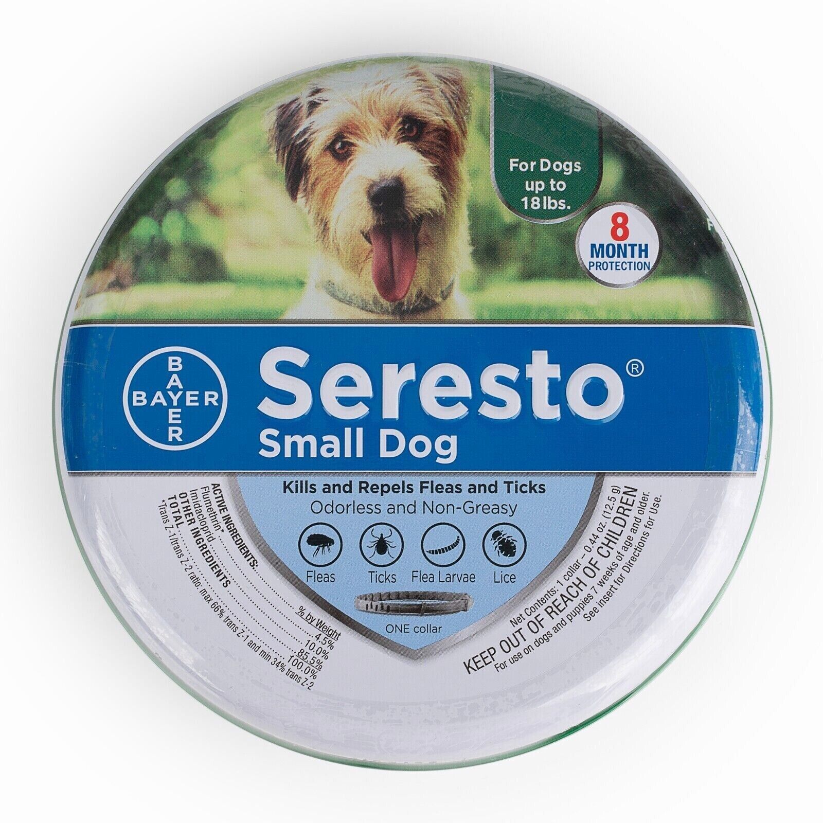 

Bayer Seresto Kills and Repels Ticks, Fleas and Lice Collar for Small Dog, White