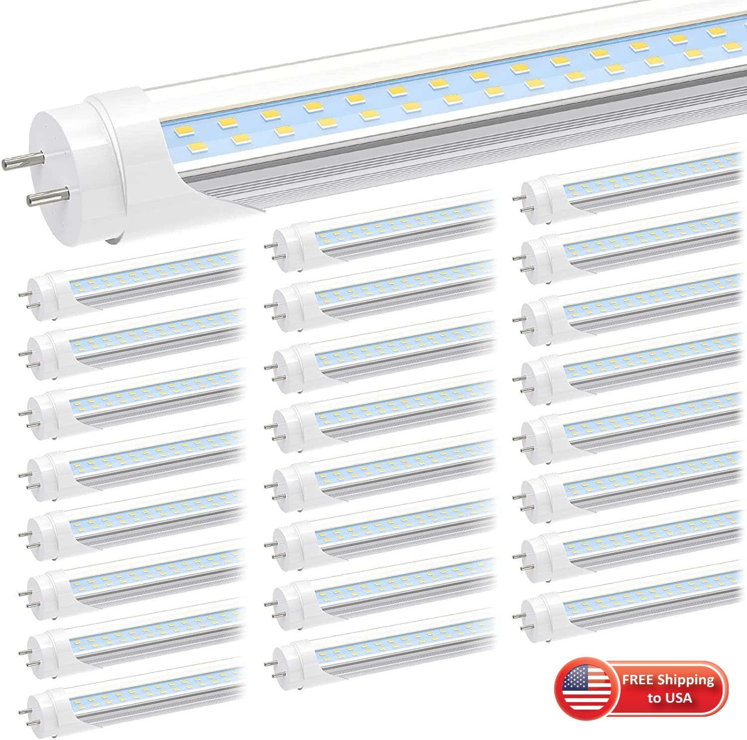 

Stock In US LED T8 Tubes G13 4FT double row 28W 2900LM SMD2835 192LEDS super bright led fluorescent light frosted/Clear cover