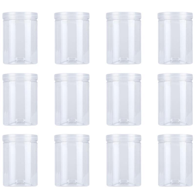 

Organization 12Pcs 500ml Plastic Food Jars Sealed Bottles Kitchen Storage Transparent Storage Jars Food Canister Kitchen Cookie Sealed Cans