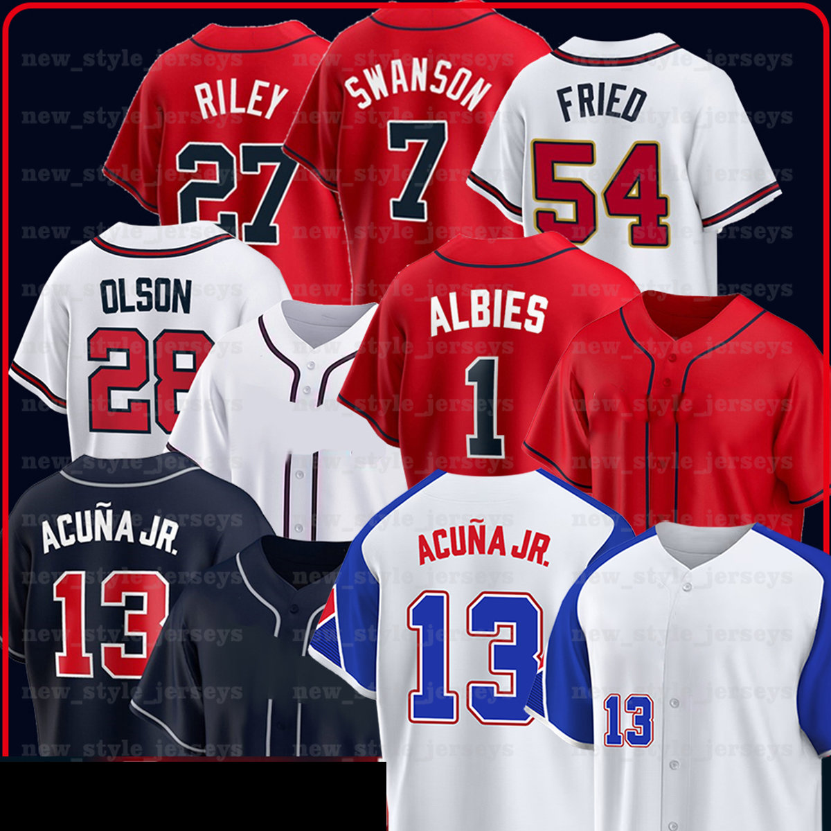

13 Ronald Acuna Jr. Atlanta Baseball Jerseys City Connect 28 Matt Olson Ozzie Albies Marcell Ozuna Austin Riley Eddie Rosario Max Fried Michael Harris II Luplow, Men(yong s)