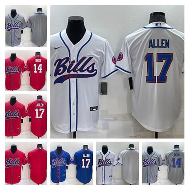 

Jersey CUSTOM Buffalo''Bills''Men women youth 17 Josh Allen 14 Stefon Diggs blue red white Cool Base Stitched Baseball F, Shown