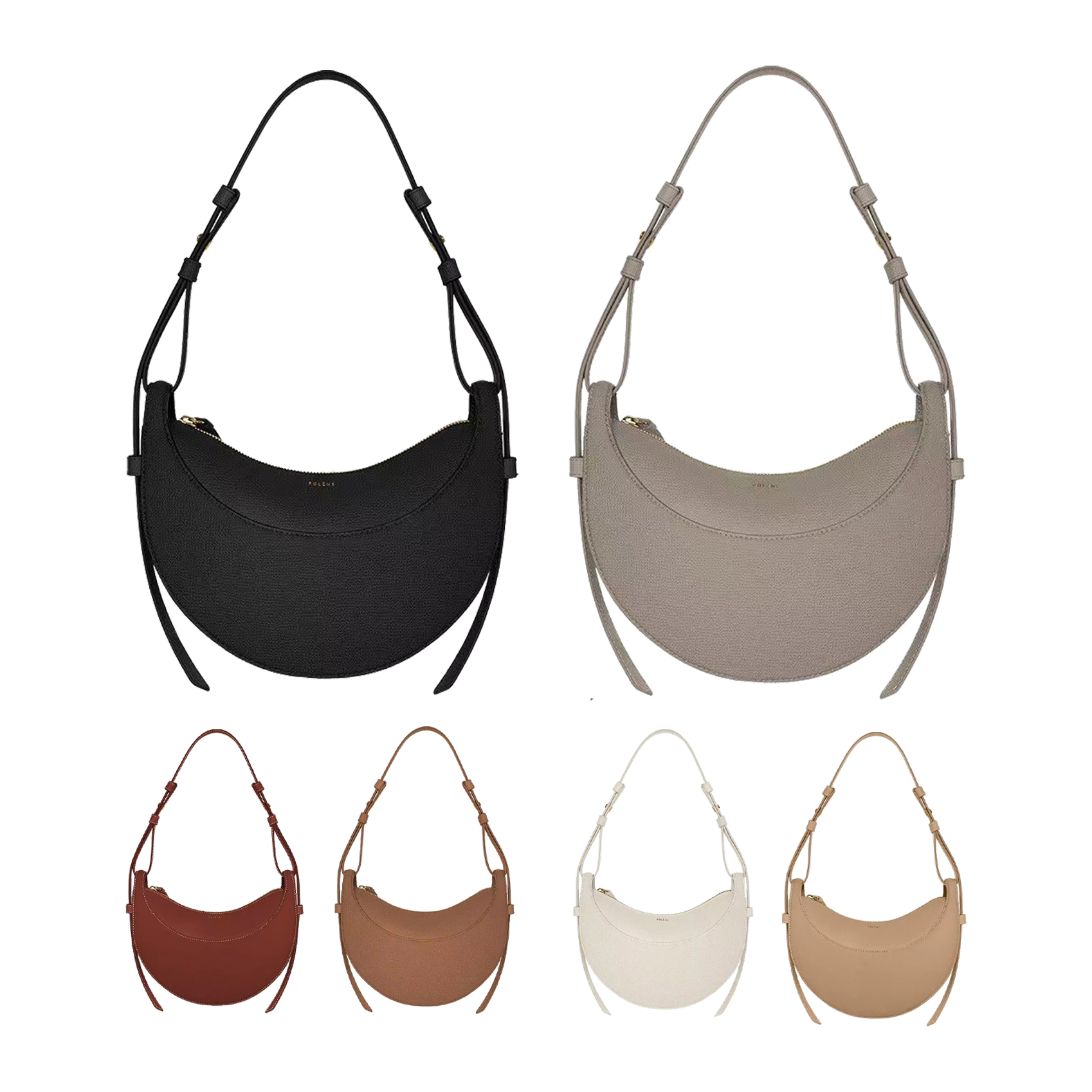 

Polene Numero dix Clutch Bags half moon polenes cyme Womens Luxury Designer handbag Shoulder crossbody totes bag mens Genuine leather messenger top handle hobo bags, Khaki