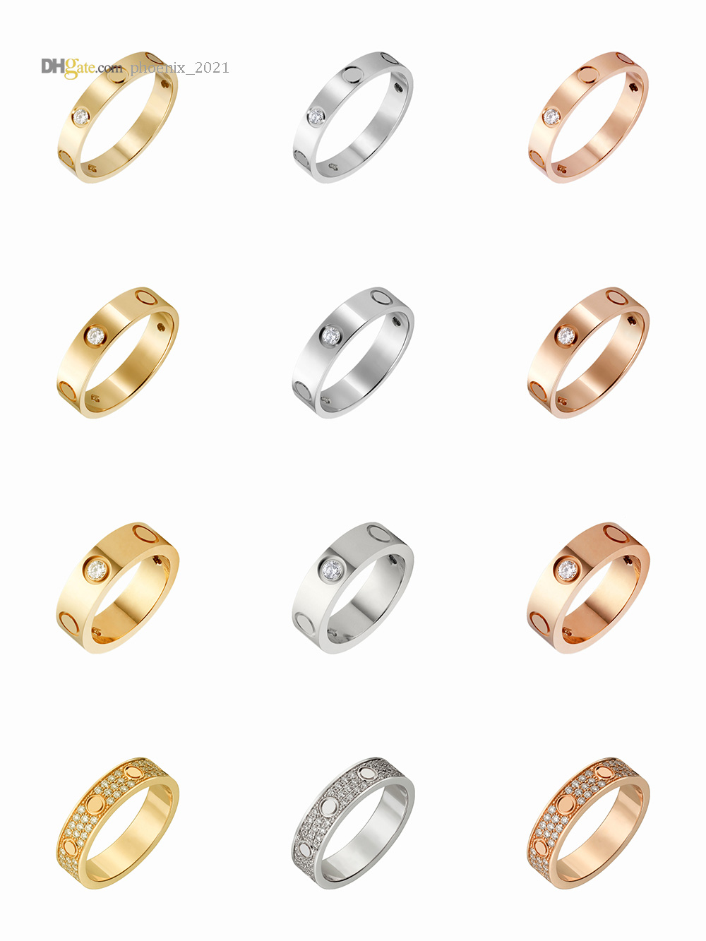 

Love Ring Designer Ring Lovers Classic Band Rings 3 Diamonds Luxury Jewelry Accessories Titanium Steel Gold-Plated Never Fade Not Allergic 4/5/6mm 21621802