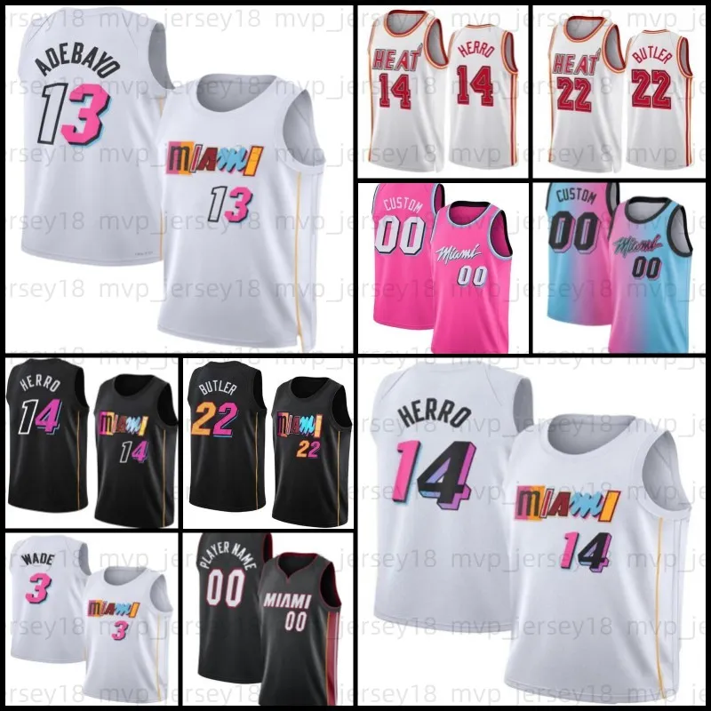 

CUSTOM Jimmy 22 Butler Tyler 14 Herro Basketball Jerseys Dwyane 3 Wade Bam 13 Adebayo Jersey Mens Kyle 7 Lowry Miamis City Heats Mens 2022 2, Men jersey