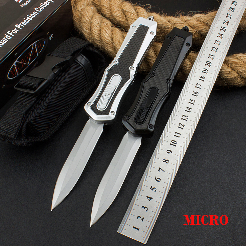

2023 NEW MICRO TECH OTF Automatic knife 440C Blade Zinc alloy inlaid carbon fiber Handle camping outdoor self-defense tactics EDC Pocket Knives UT85 UT88 AUTO knifes